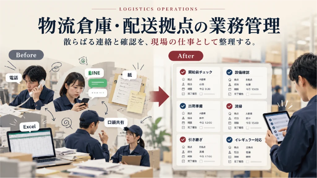 物流倉庫・配送拠点の業務管理を効率化する方法｜点検・準備・引き継ぎ漏れを減らす7つのポイント