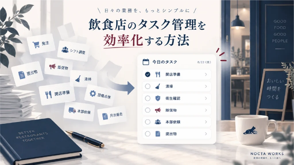 飲食店のタスク管理を効率化する方法｜開店前・営業中・閉店後の業務例と7つのポイント