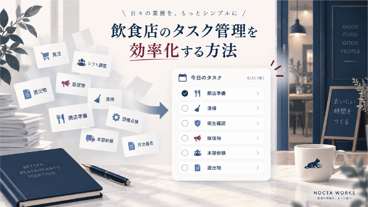 飲食店の店舗業務とタスクを整理して今日やることを分かりやすく管理するイメージ